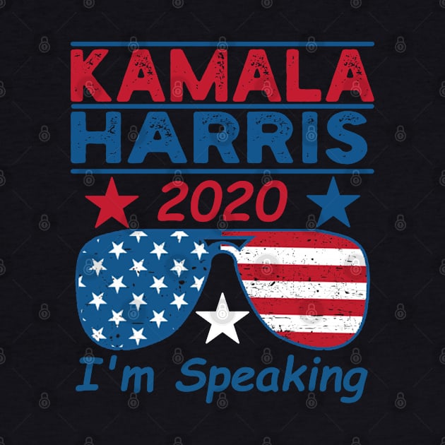 The Kamala Harris quote from the first Vice Presidential debate 2020, in a frame. 'Mr Vice President, I'm speaking. I'm speakin by Hussein@Hussein